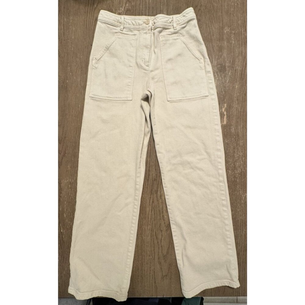 Wilfred Free Women's Size 2 Modern Utility Pant Mid Rise Tan preppy pockets